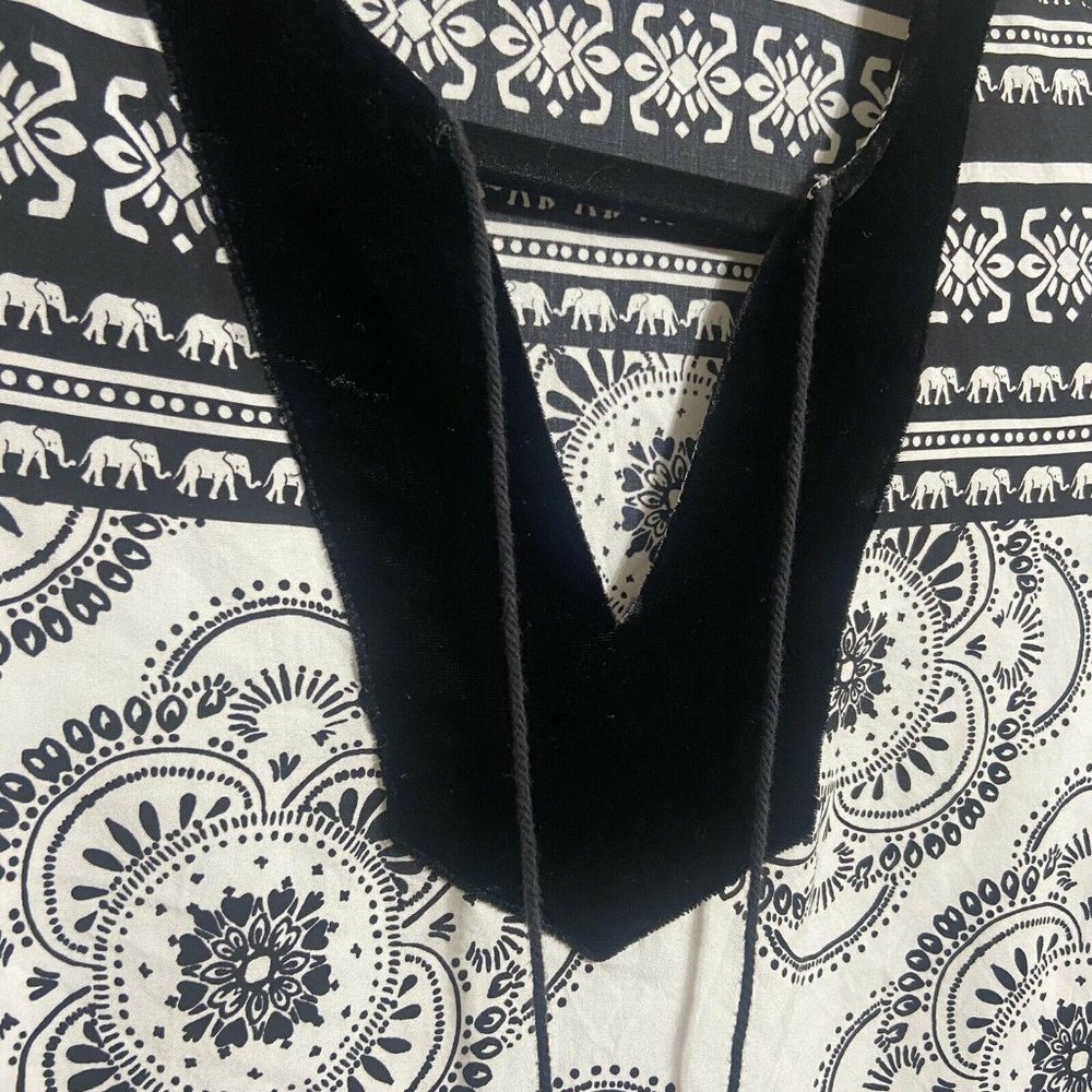💝Crown & Ivy Black/White Elephant Print Tunic, L/S, Medium - Picture 2 of 11
